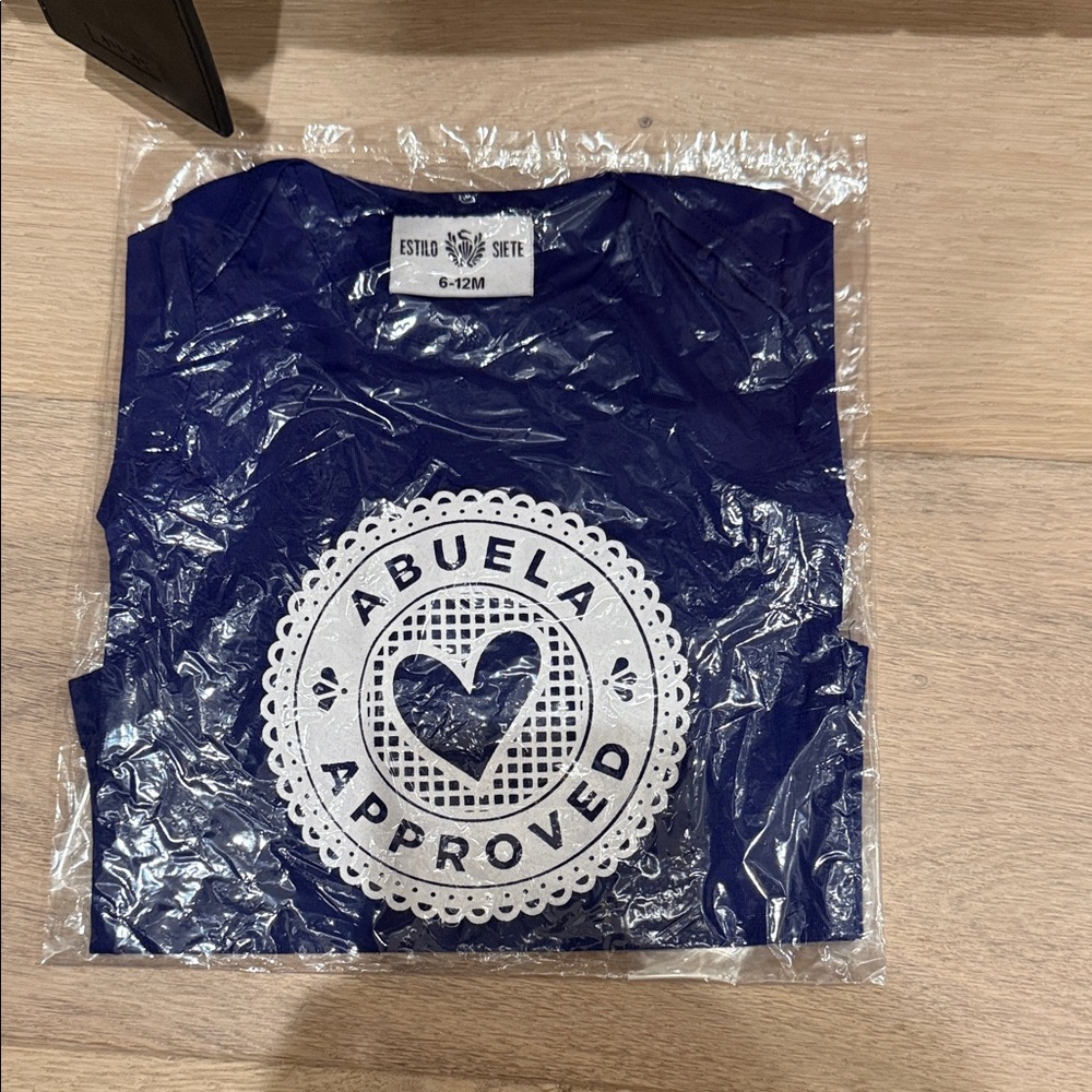 Baby 'Abuela Approved' Navy short sleeve onesie